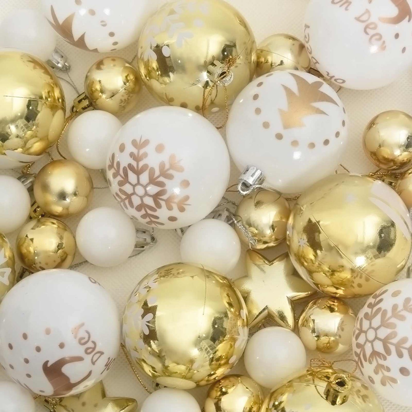 Weihnachtskugel-Set 40 Stk. Weiß und Gold Ø 6 cm Kunststoff