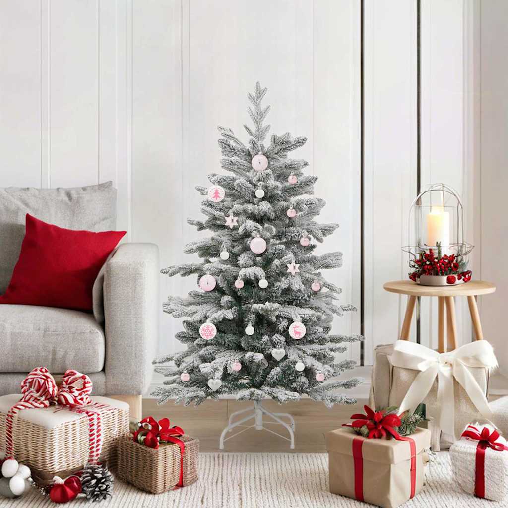 Weihnachtskugel-Set 40 Stk. Weiß und Rosa Ø 6 cm Kunststoff