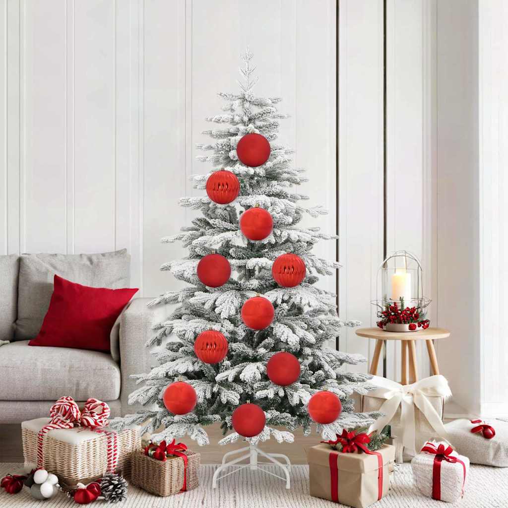 Weihnachtsbaumkugel Set XL 9 Stk. LEDs Rot Ø 15 cm Kunststoff