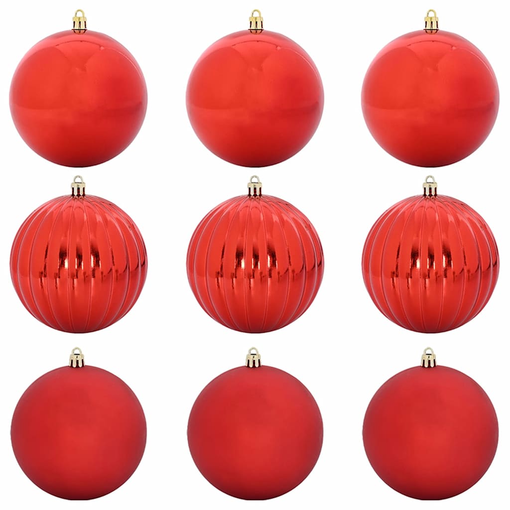 Weihnachtsbaumkugel Set XL 9 Stk. LEDs Rot Ø 15 cm Kunststoff