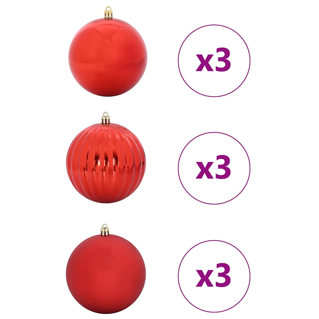 Weihnachtsbaumkugel Set XL 9 Stk. LEDs Rot Ø 15 cm Kunststoff