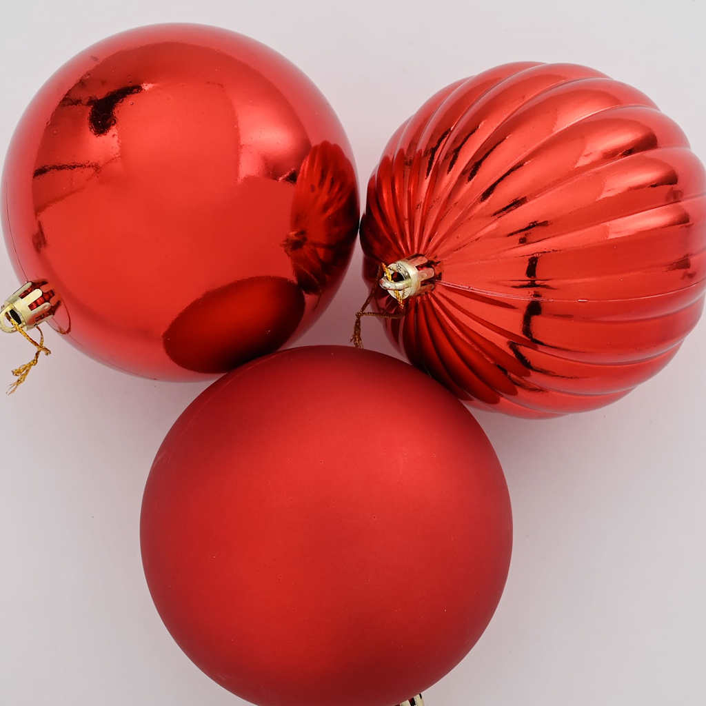 Weihnachtsbaumkugel Set XXL 3 Stk. LEDs Rot Ø 25 cm Kunststoff