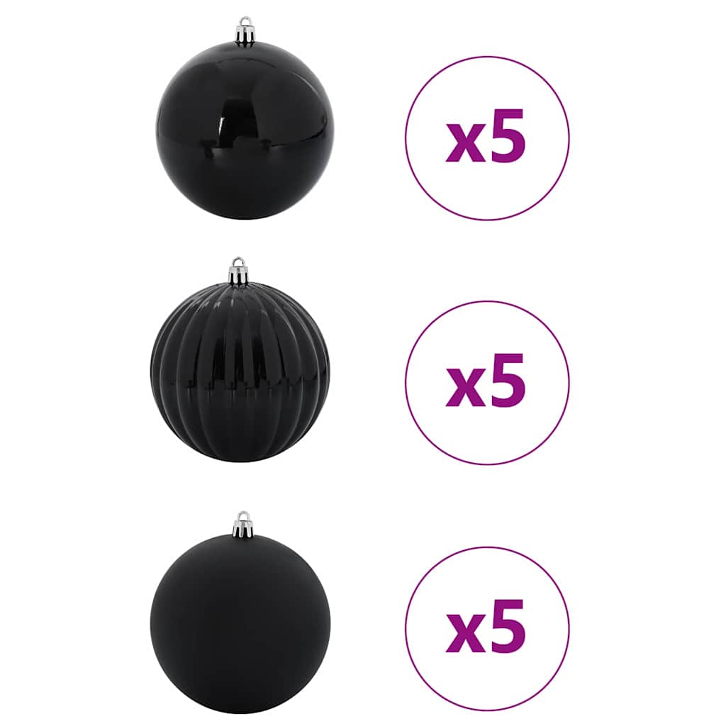 Weihnachtsbaumkugel Set XL 15 Stk. Schwarz Ø 10 cm Kunststoff