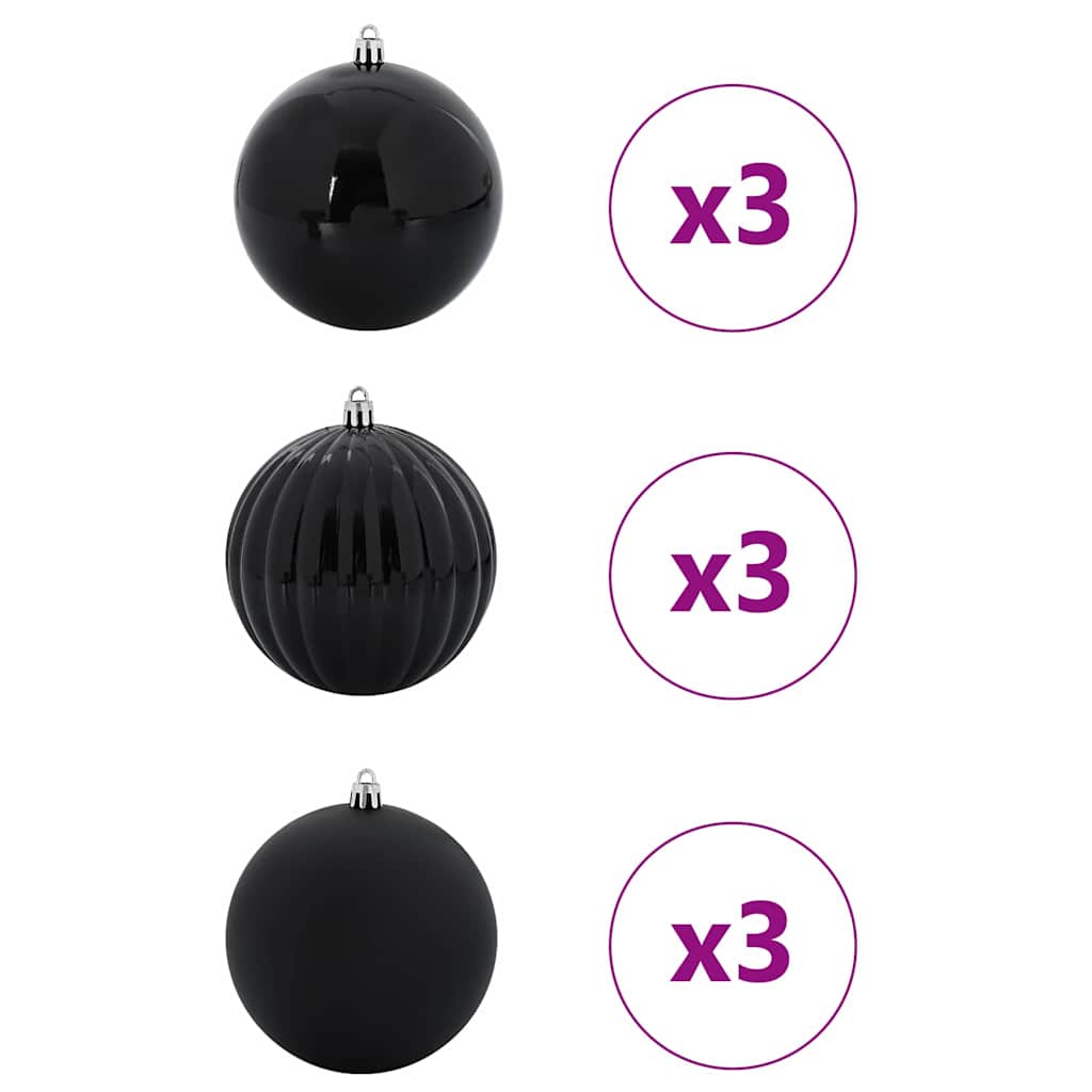 Weihnachtsbaumkugel Set XL 9 stk. Schwarz Ø 15 cm Kunststoff