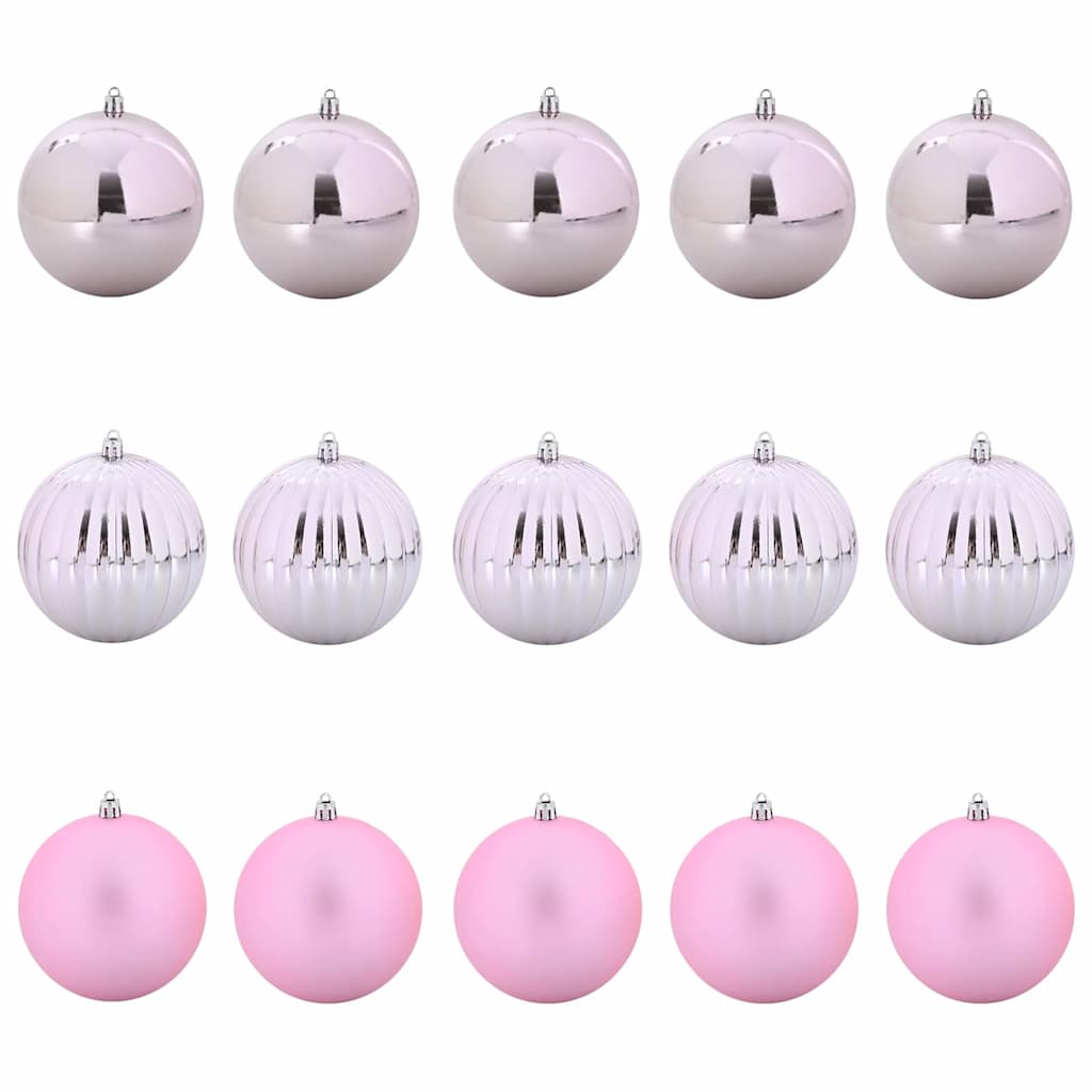 Weihnachtsbaumkugel Set XL 15 Stk. LEDs Rosa Ø 10 cm Kunststoff