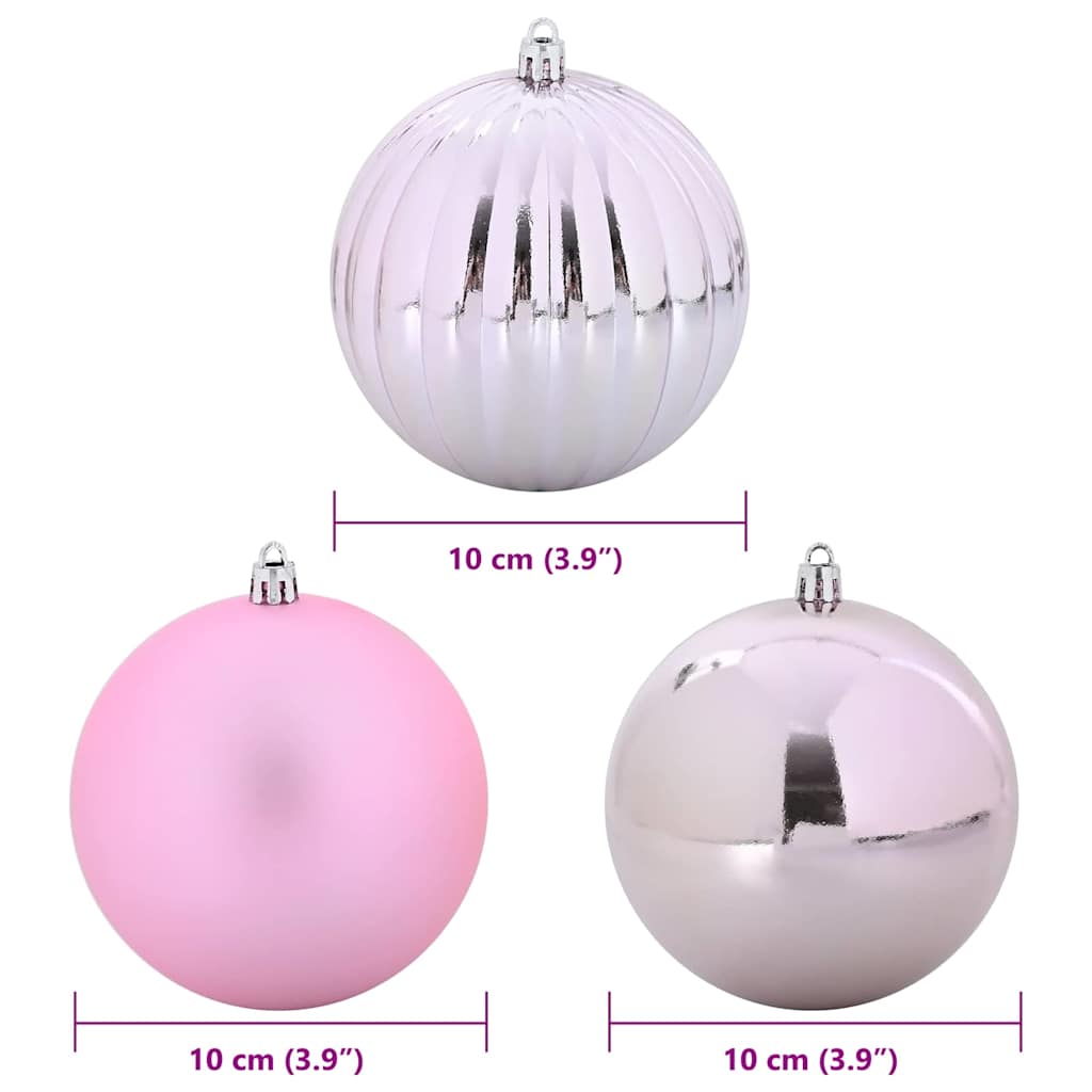 Weihnachtsbaumkugel Set XL 15 Stk. LEDs Rosa Ø 10 cm Kunststoff