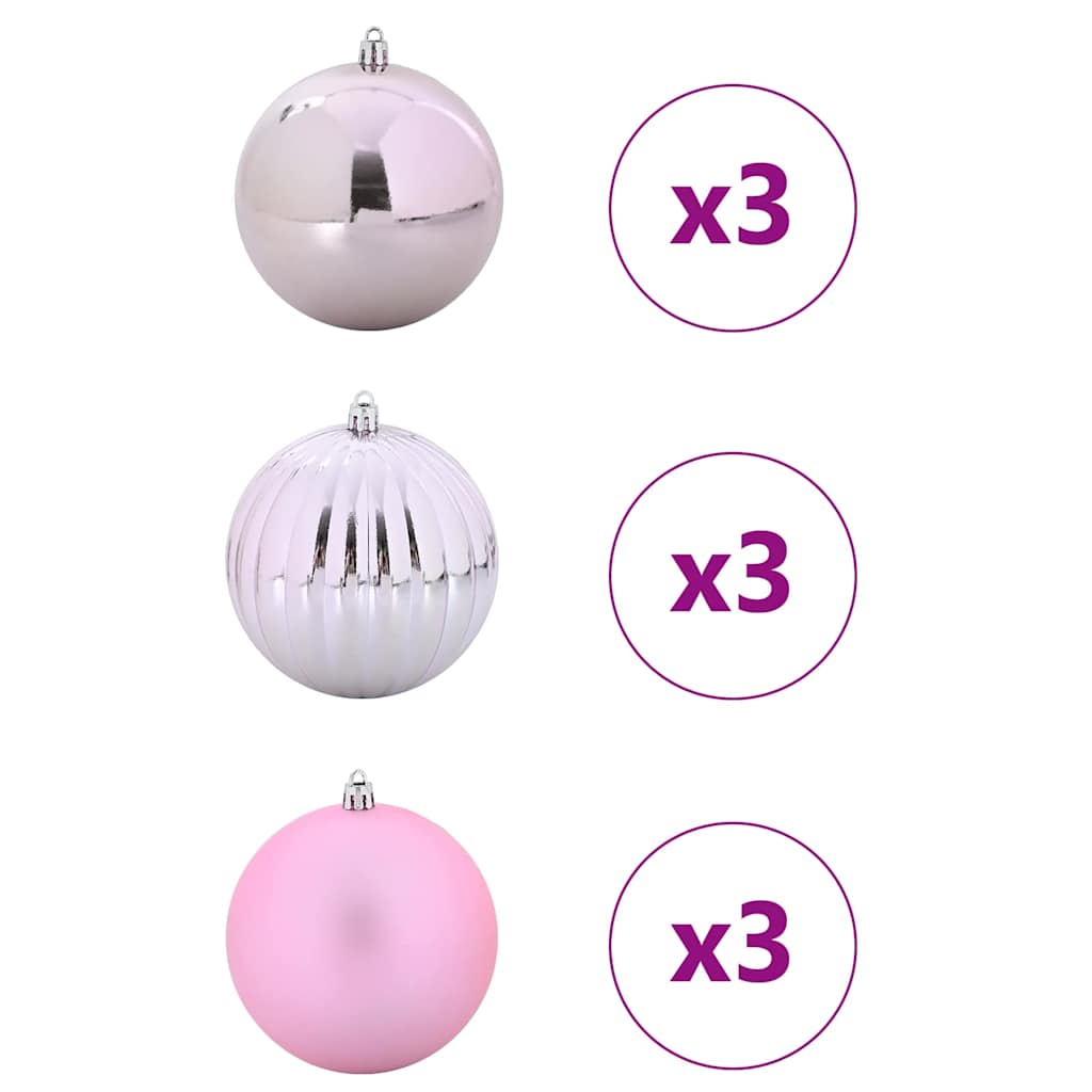 Weihnachtsbaumkugel Set XL 9 stk. Rosa Ø 15 cm Kunststoff