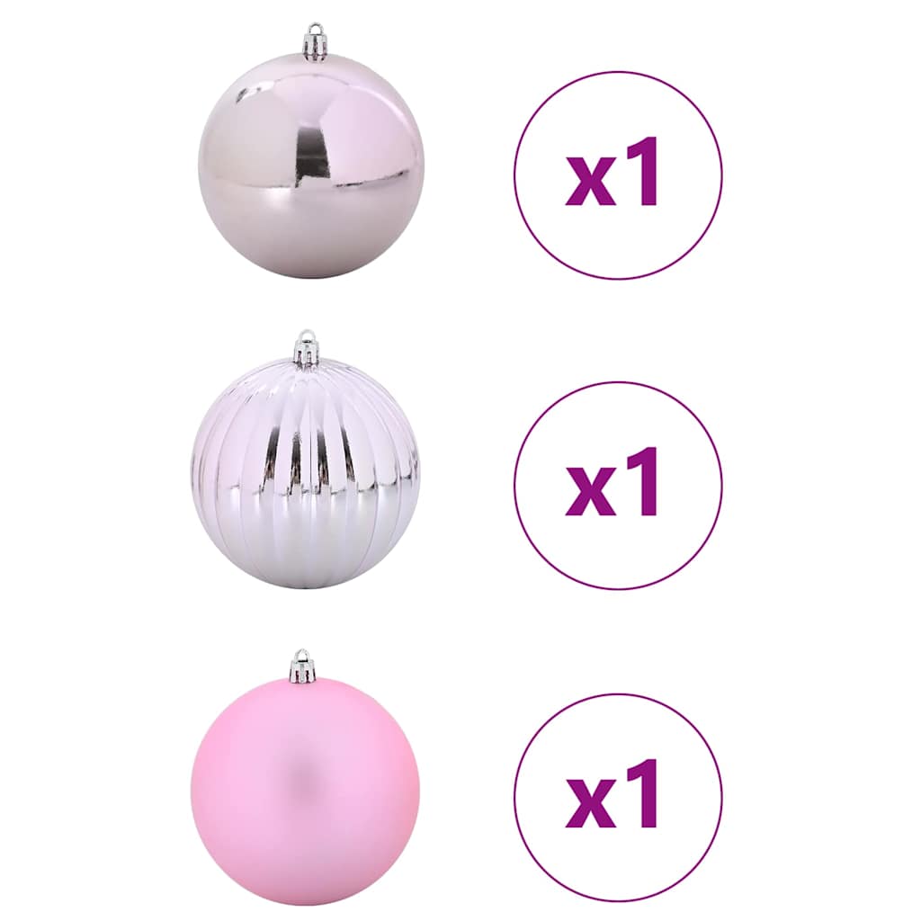 Weihnachtsbaumkugel Set XXL 3 Stk. LEDs Rosa Ø 25 cm Kunststoff