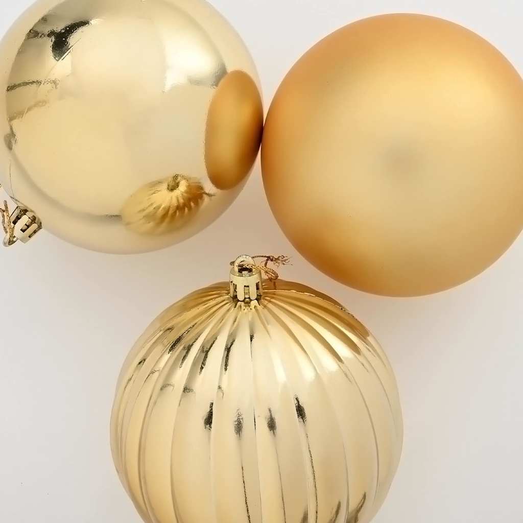Weihnachtsbaumkugel Set XXL 3 Stk. LEDs Gold Ø 25 cm Kunststoff