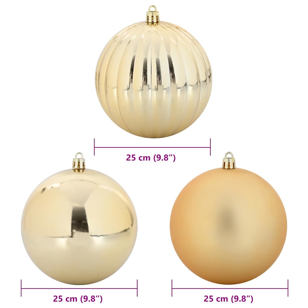 Weihnachtsbaumkugel Set XXL 3 Stk. LEDs Gold Ø 25 cm Kunststoff