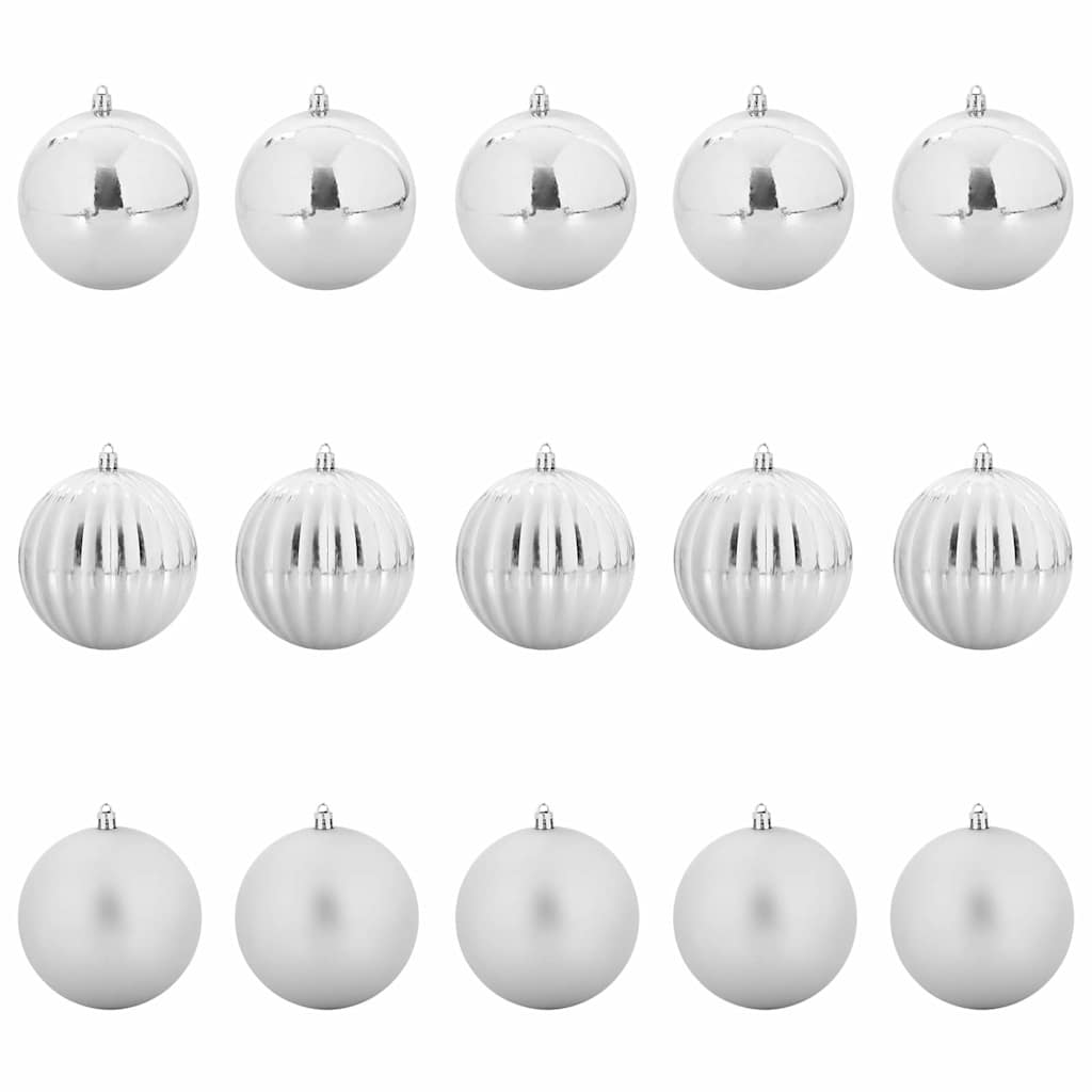 Weihnachtsbaumkugel Set XL 15 stk. Silber Ø 10 cm Kunststoff