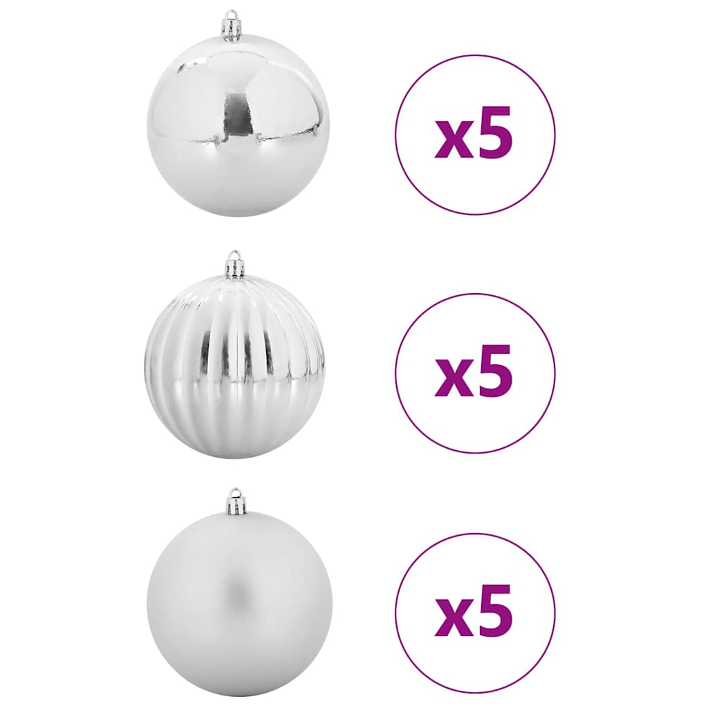 Weihnachtsbaumkugel Set XL 15 Stk. Silber Ø 10 cm Kunststoff