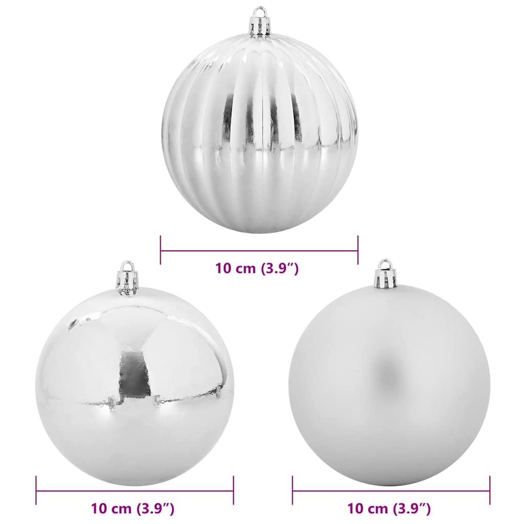 Weihnachtsbaumkugel Set XL 15 stk. Silber Ø 10 cm Kunststoff