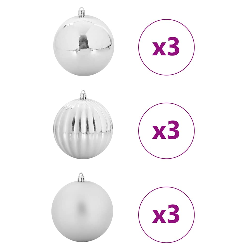 Weihnachtsbaumkugel Set XL 9 Stk. Silber Ø 15 cm Kunststoff