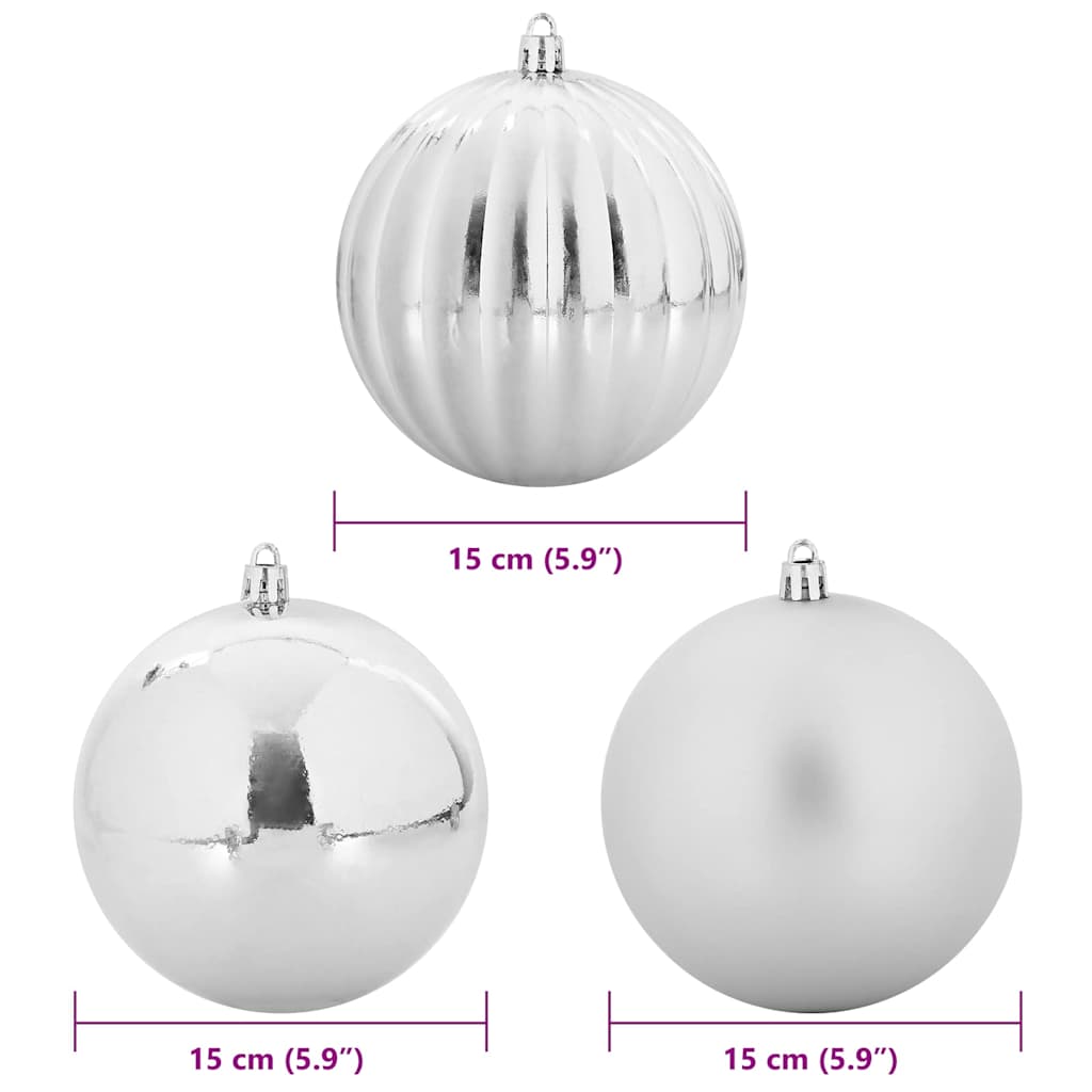 Weihnachtsbaumkugel Set XL 9 Stk. Silber Ø 15 cm Kunststoff