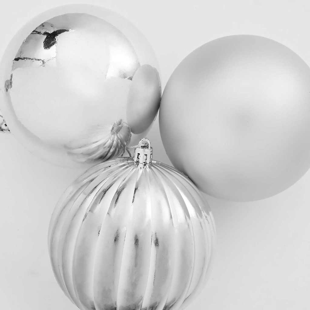 Weihnachtsbaumkugel Set XXL 4 Stk. Silber Ø 20 cm Kunststoff