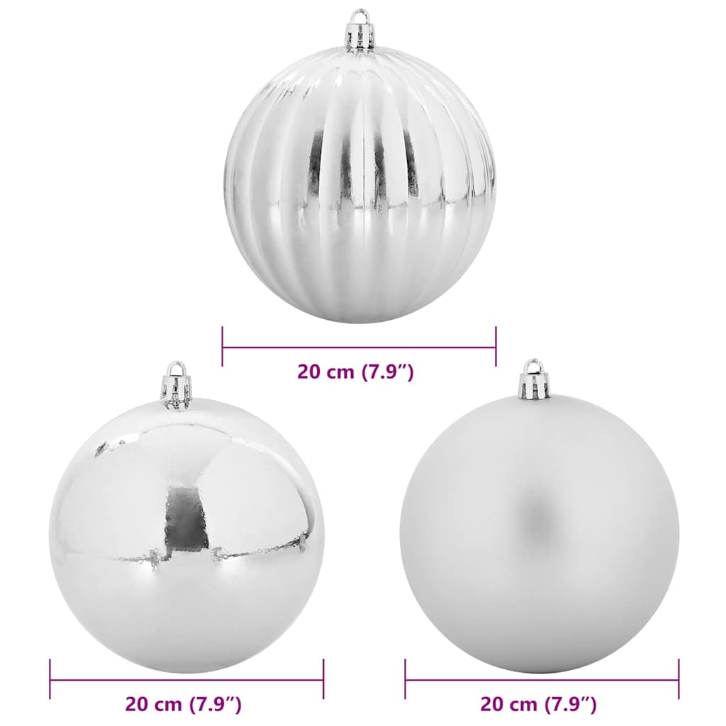 Weihnachtsbaumkugel Set XXL 4 Stk. Silber Ø 20 cm Kunststoff