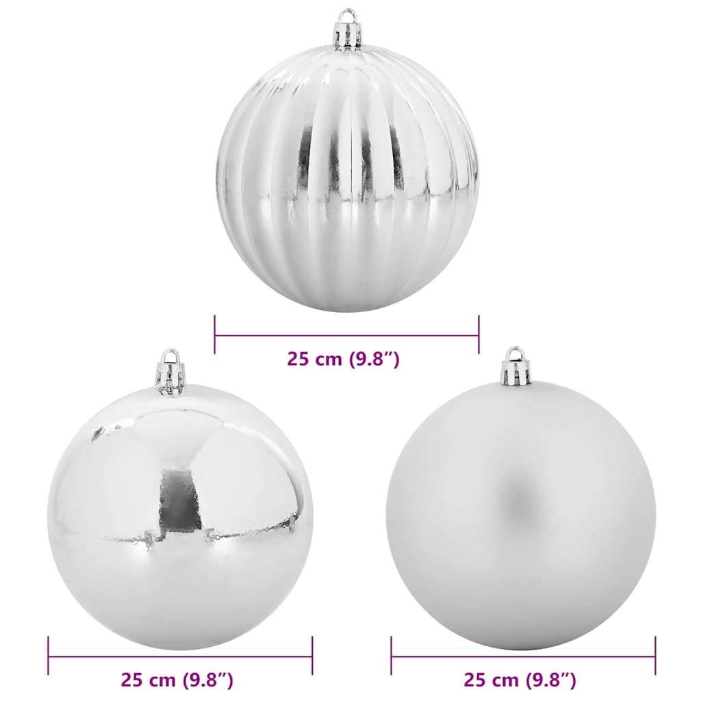 Weihnachtsbaumkugel Set XXL 3 Stk. Silber Ø 25 cm Kunststoff