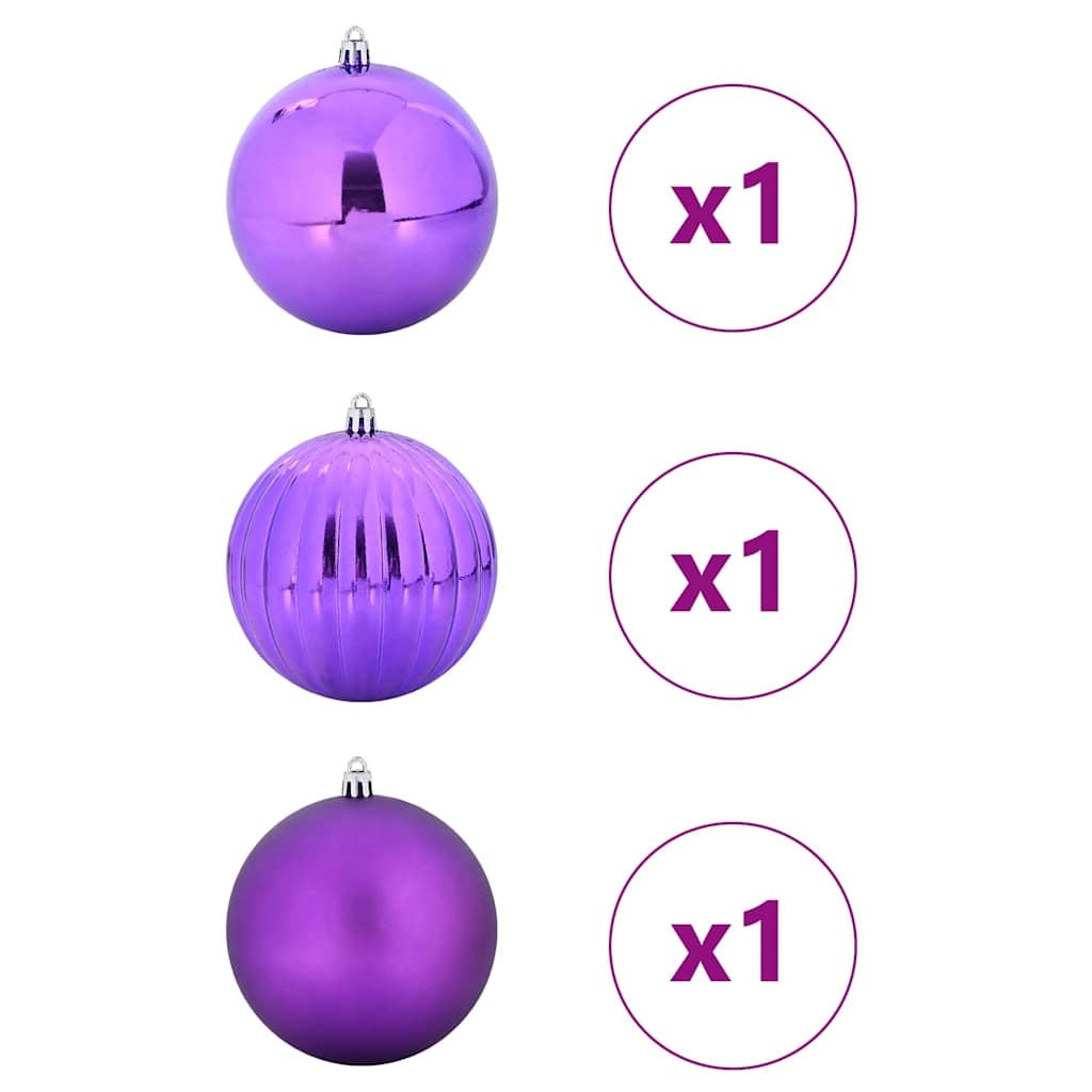 Weihnachtsbaumkugel Set XXL 3 Stk. LEDs Lila Ø 25 cm Kunststoff