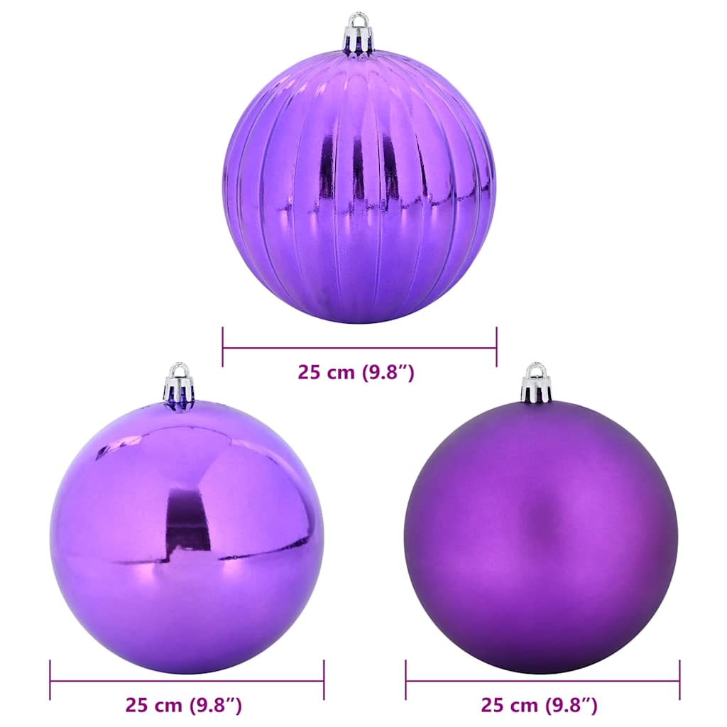Weihnachtsbaumkugel Set XXL 3 Stk. LEDs Lila Ø 25 cm Kunststoff