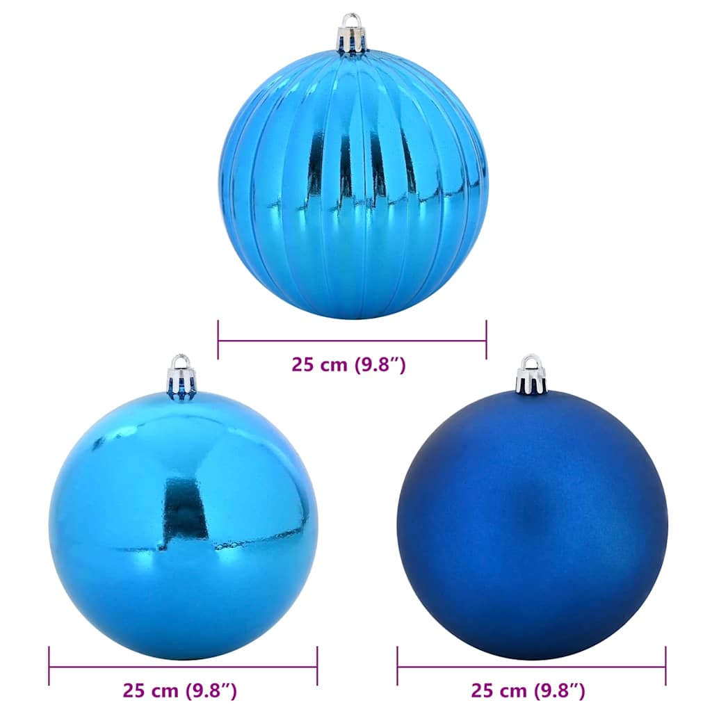 Weihnachtsbaumkugel Set XXL 3 Stk. LEDs Blau Ø 25 cm Kunststoff