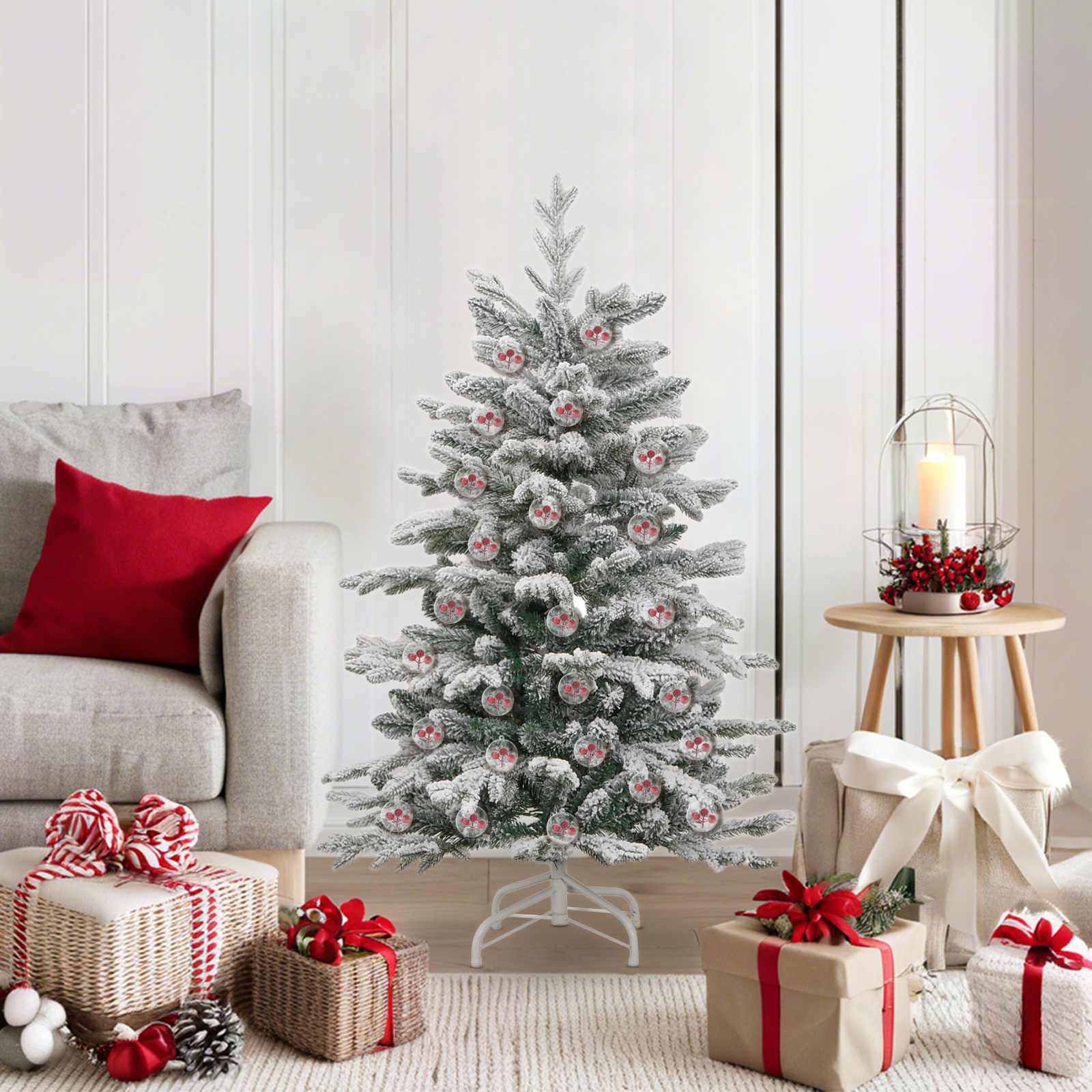 Weihnachtskugel-Set 50 Stk. LEDs Transparent Ø 5 cm Kunststoff
