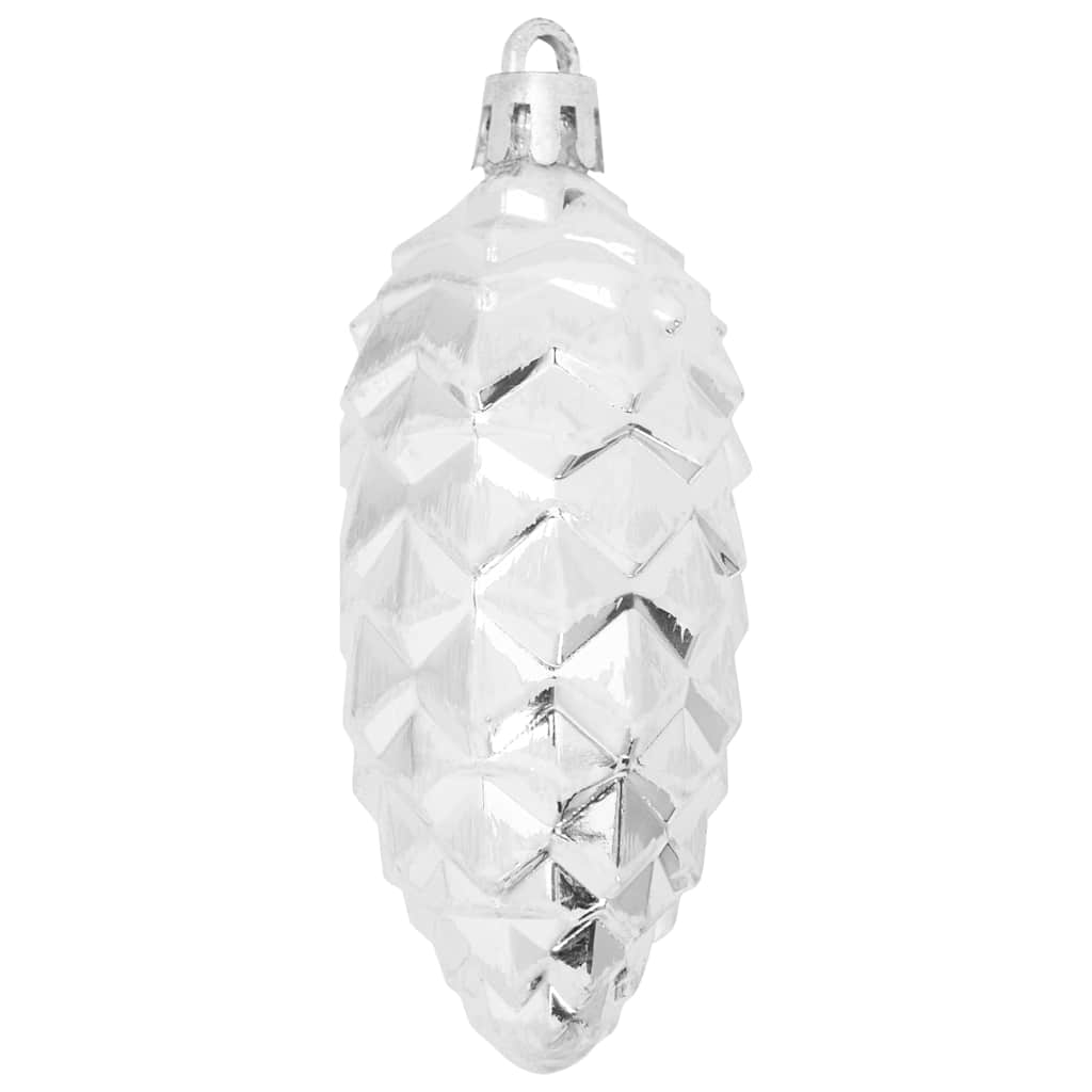 Christmas Pine Cone Ball 40 Stk. Silber 4 x 9 cm Kunststoff