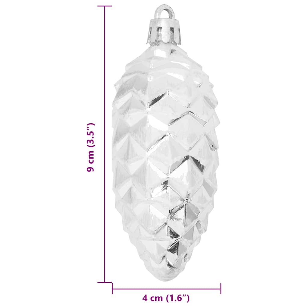 Christmas Pine Cone Ball 40 Stk. Silber 4 x 9 cm Kunststoff