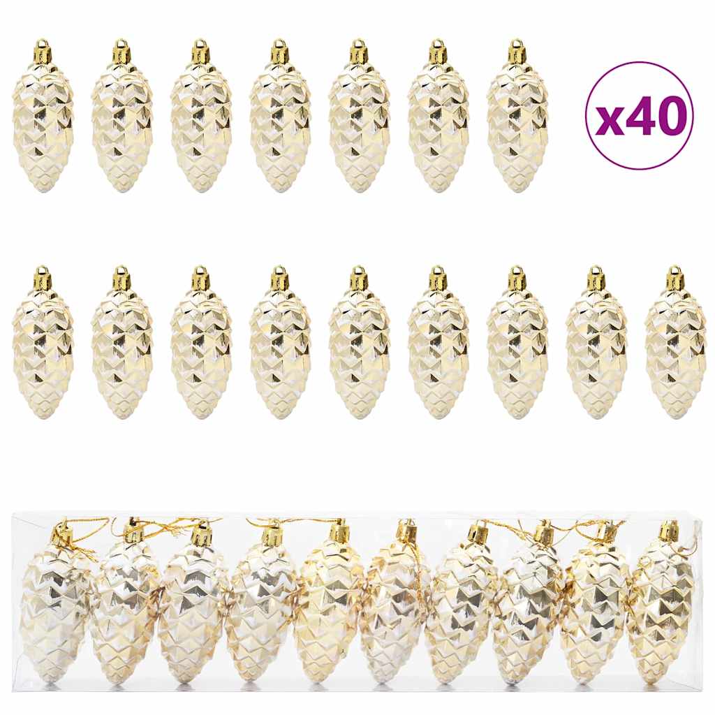 Christmas Pine Cone Ball 40 Stk. LEDs Gold 4 x 9 cm Kunststoff