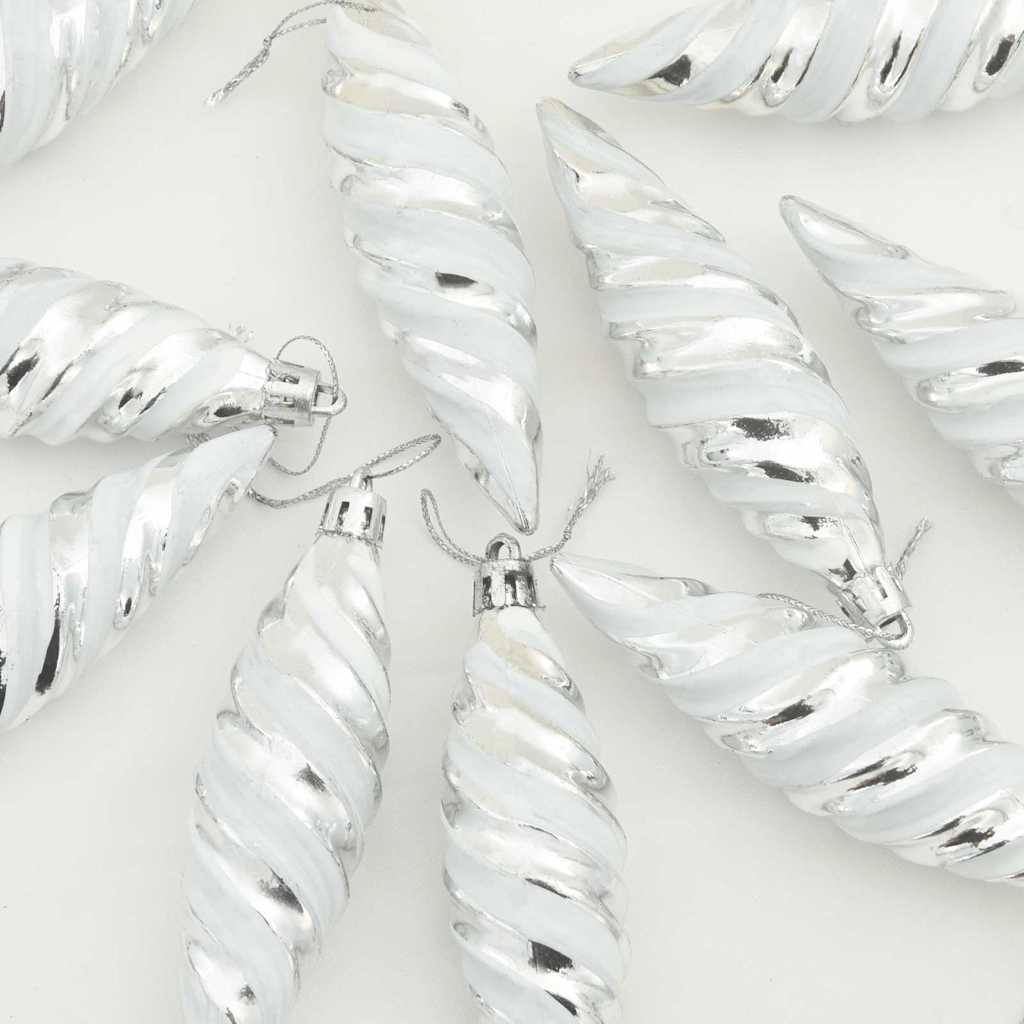 Christmas Spiral Shape Ball 40 stk. Silber 3 x 11 cm Kunststoff