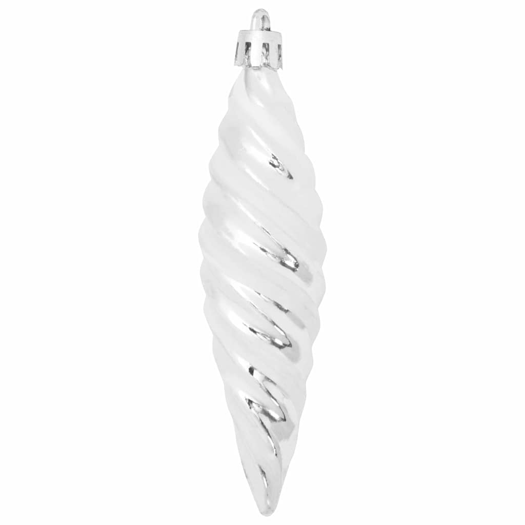 Christmas Spiral Shape Ball 40 Stk. Silber 3 x 11 cm Kunststoff