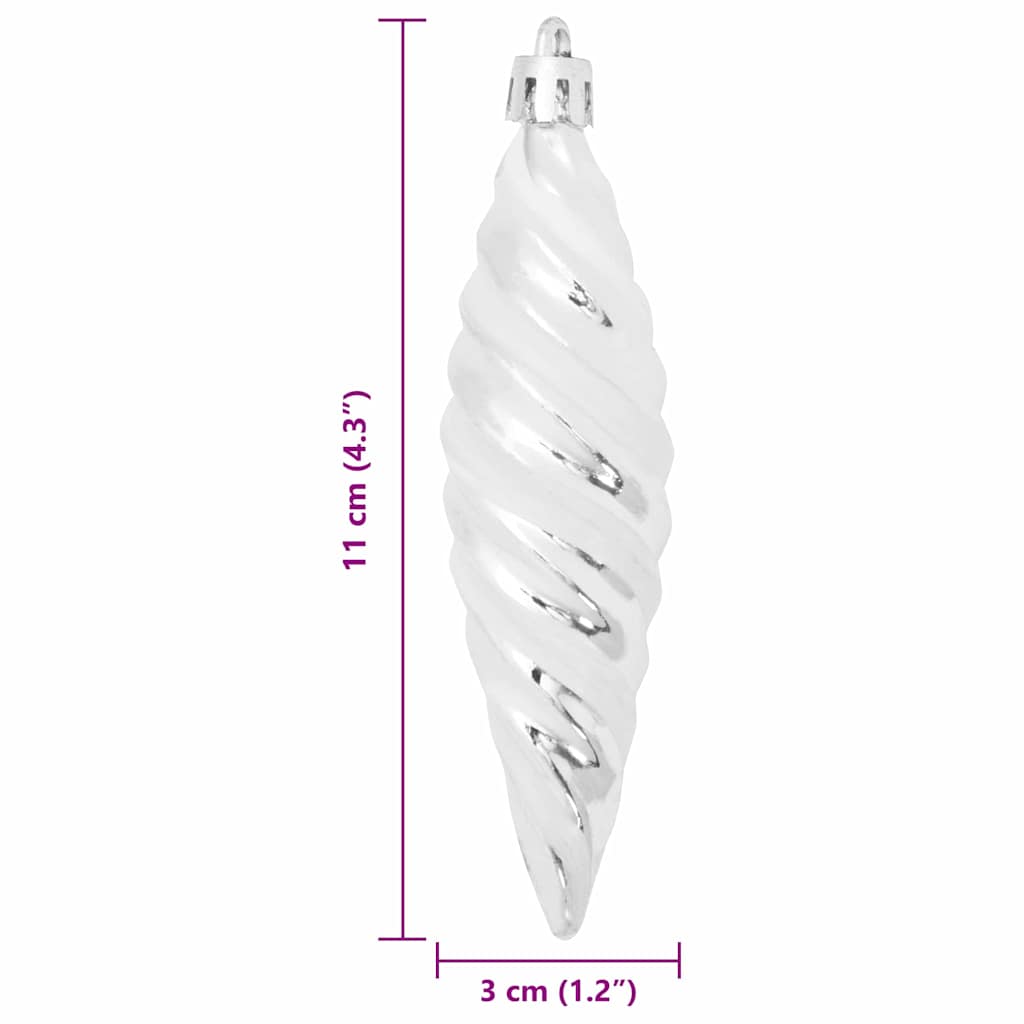 Christmas Spiral Shape Ball 40 Stk. Silber 3 x 11 cm Kunststoff