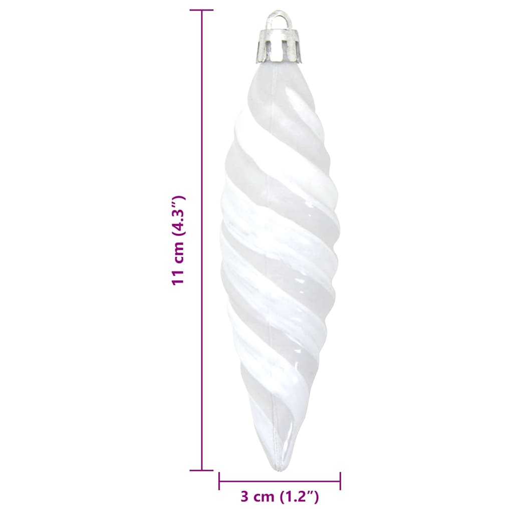 Christmas Spiral Shape Ball 40 Stk. Weiß 3 x 11 cm Kunststoff