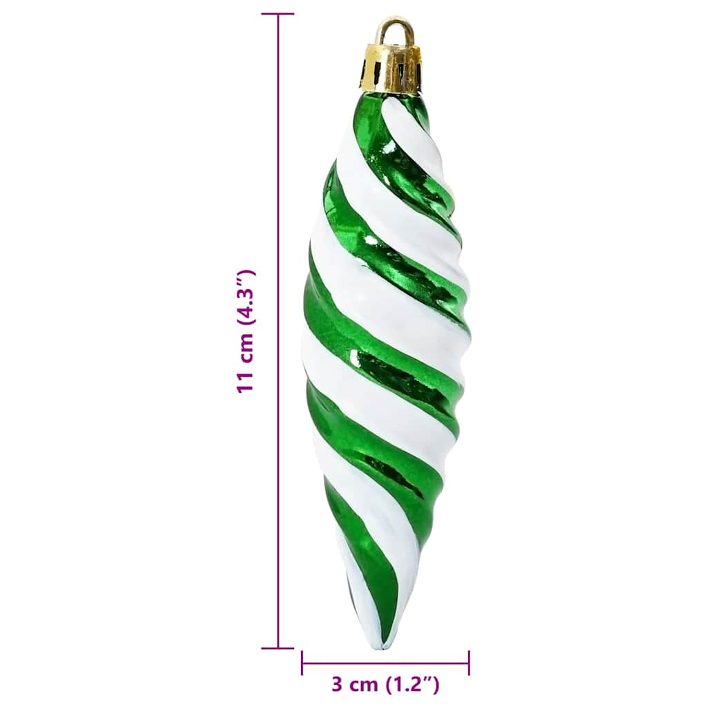 Christmas Spiral Shape Ball 40 Stk. Grün 3 x 11 cm Kunststoff