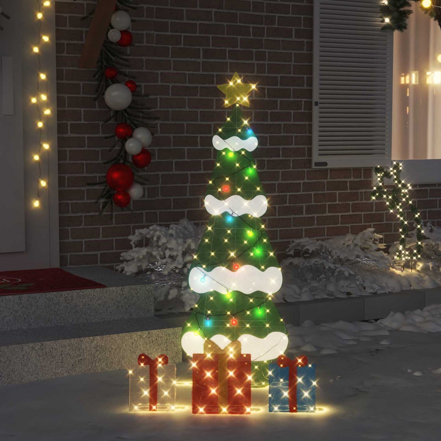 Beleuchteter Weihnachtsbaum mit 3 Geschenkboxen 2D Warm Weiß