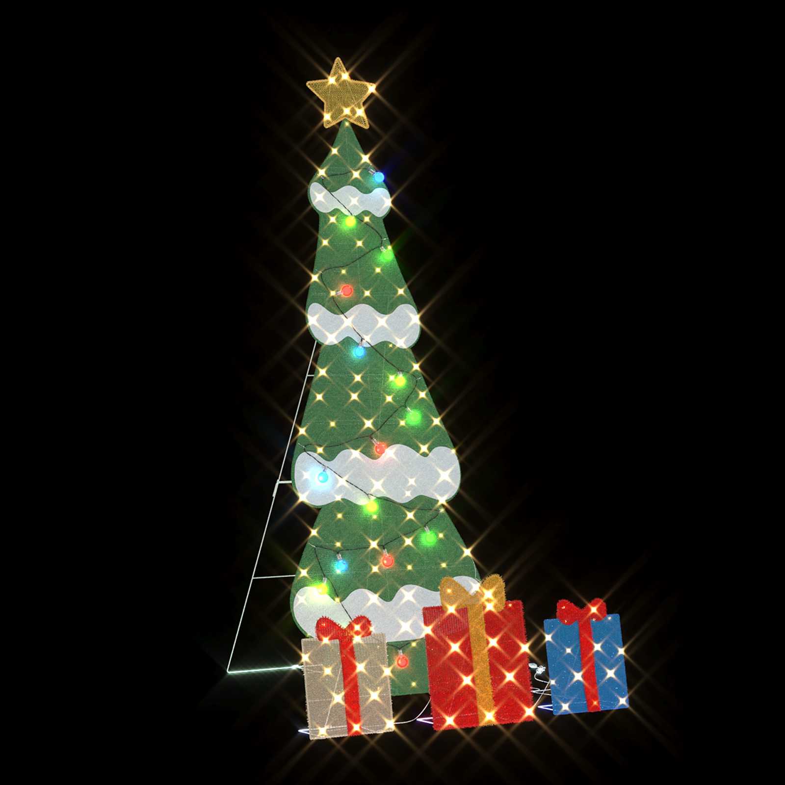 Beleuchteter Weihnachtsbaum mit 3 Geschenkboxen 2D Warm Weiß