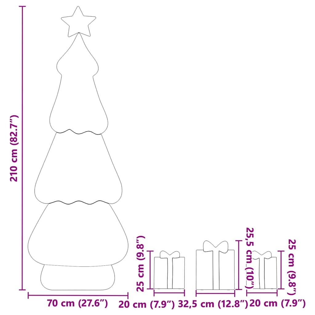 Beleuchteter Weihnachtsbaum mit 3 Geschenkboxen 2D Warm Weiß
