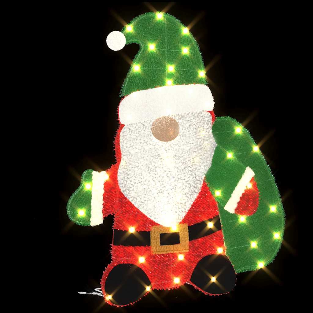 Beleuchteter Weihnachtsmann Warmes Weiß 70 x 62 cm Lamé-Stoff