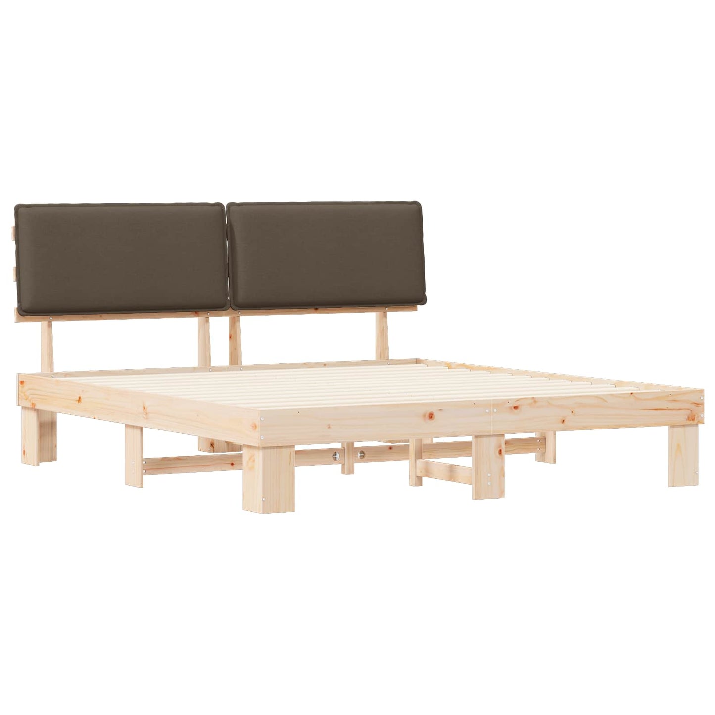 Bettgestell mit gepolstertem Kopfteil Taupe 200 x 200 cm