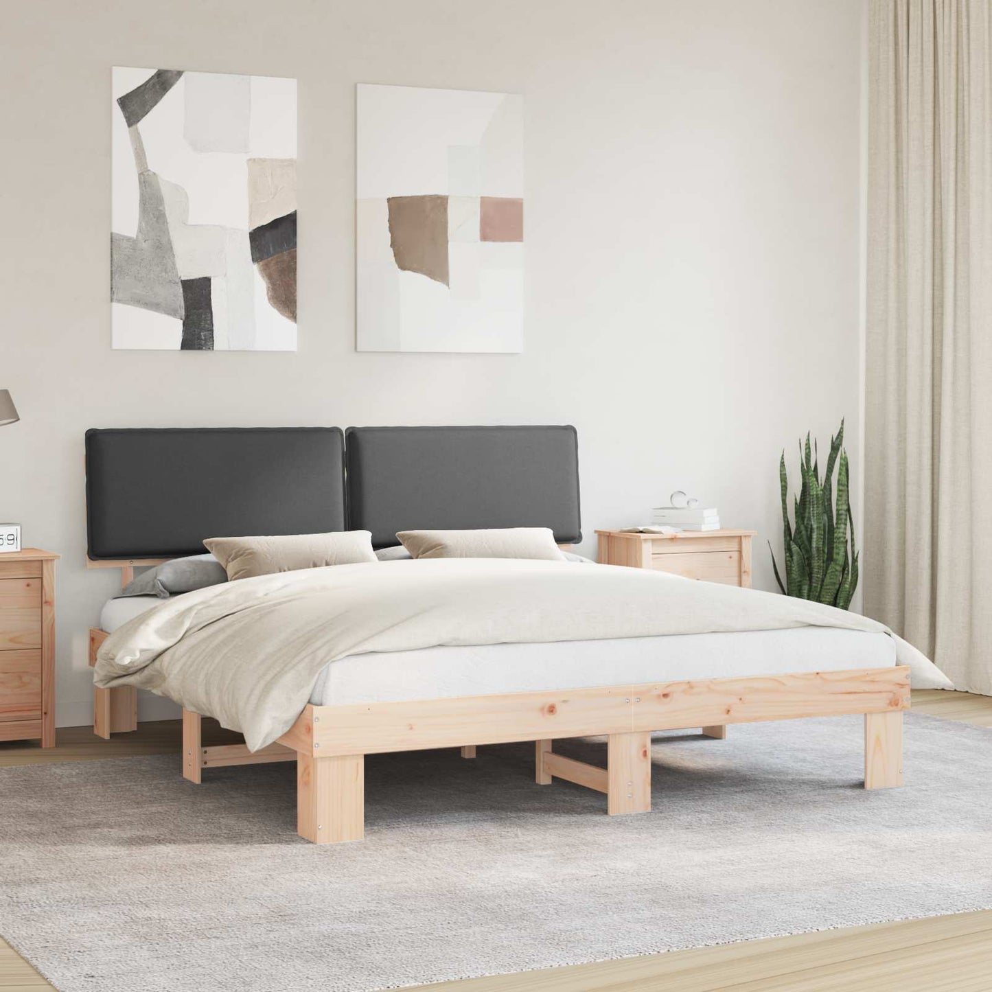 Bettgestell mit gepolstertem Kopfteil Dunkelgrau 180 x 200 cm