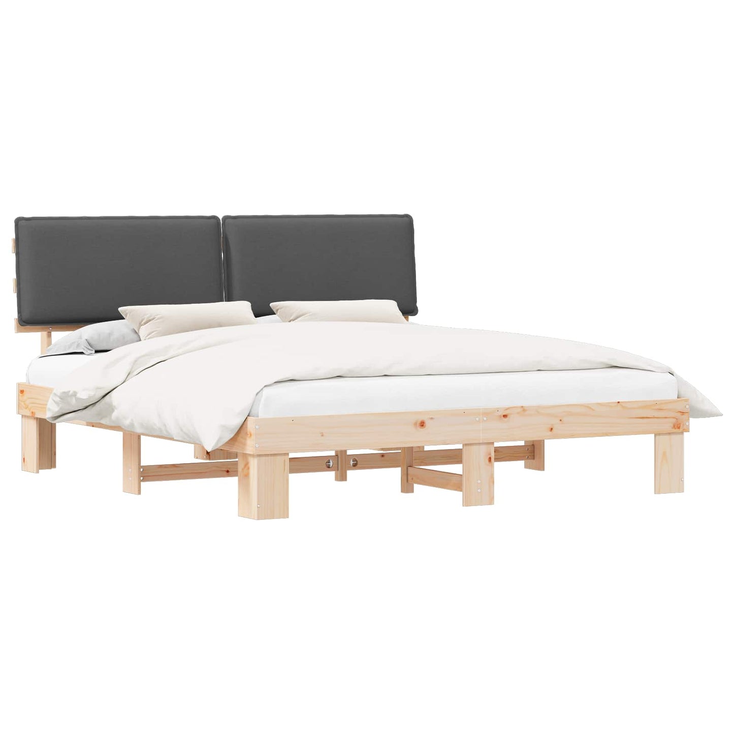 Bettgestell mit gepolstertem Kopfteil Dunkelgrau 180 x 200 cm