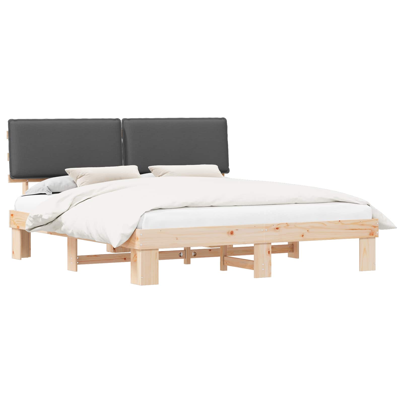 Bettgestell mit gepolstertem Kopfteil Dunkelgrau 180 x 200 cm