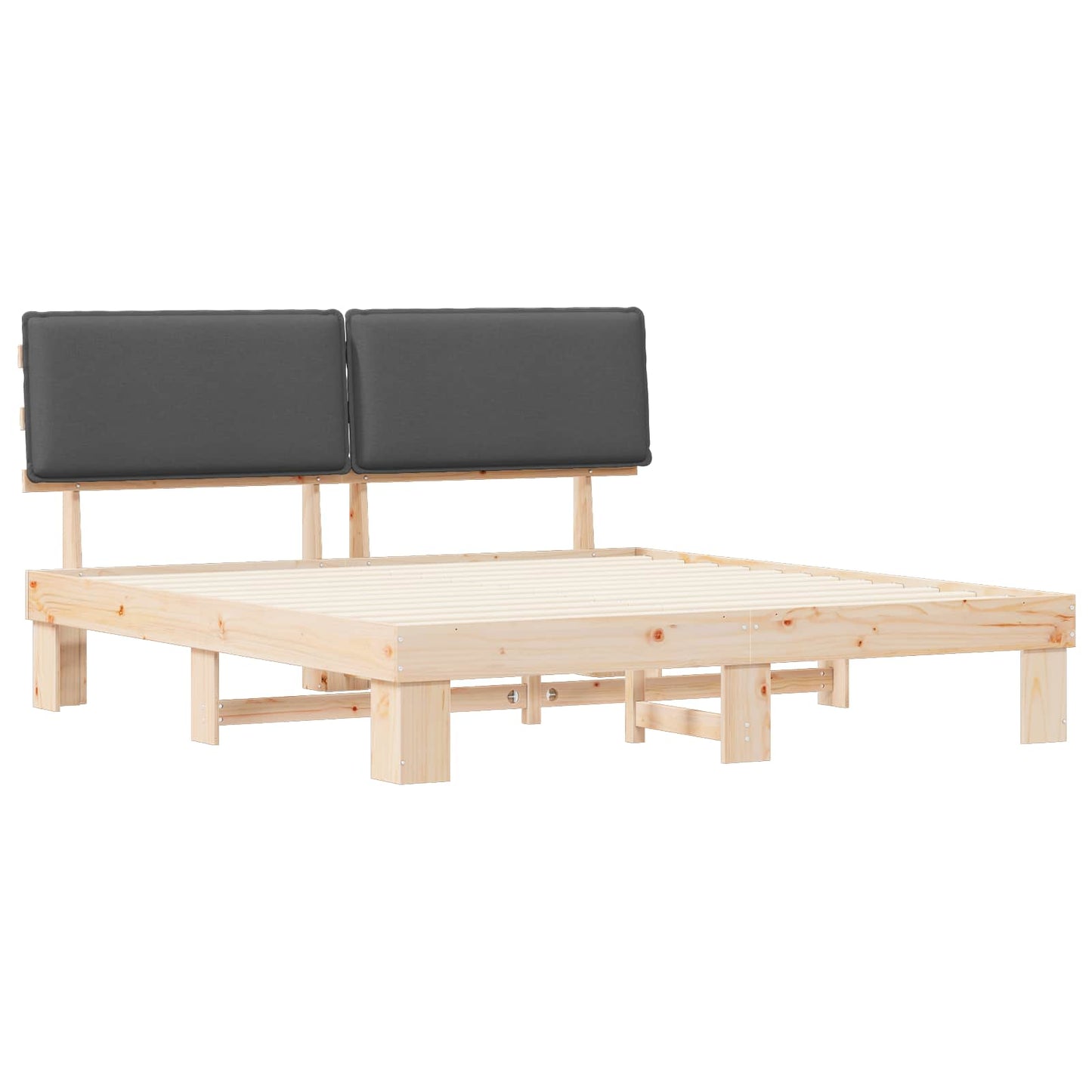 Bettgestell mit gepolstertem Kopfteil Dunkelgrau 180 x 200 cm