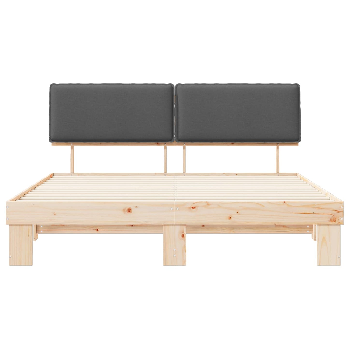 Bettgestell mit gepolstertem Kopfteil Dunkelgrau 180 x 200 cm