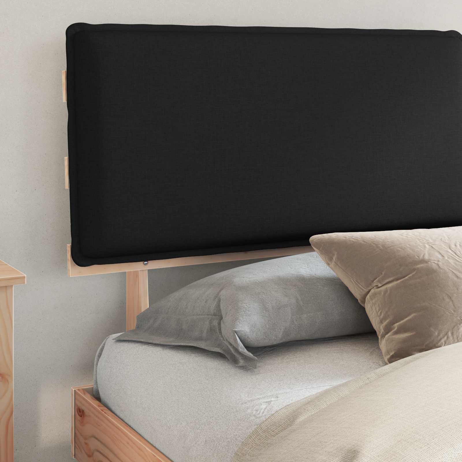 Bettgestell mit gepolstertem Kopfteil Schwarz 180 x 200 cm