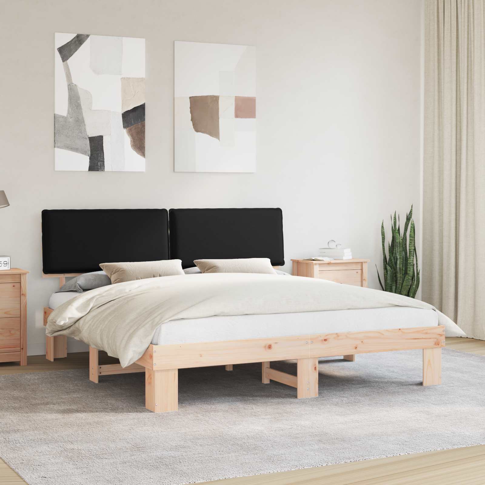 Bettgestell mit gepolstertem Kopfteil Schwarz 180 x 200 cm