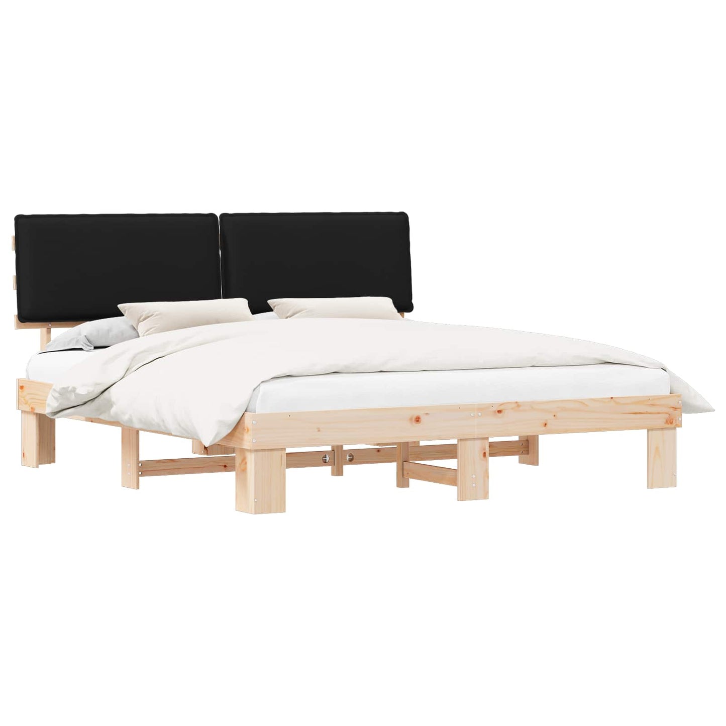 Bettgestell mit gepolstertem Kopfteil Schwarz 180 x 200 cm