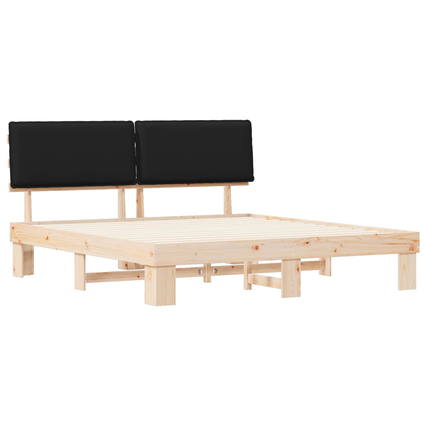 Bettgestell mit gepolstertem Kopfteil Schwarz 180 x 200 cm