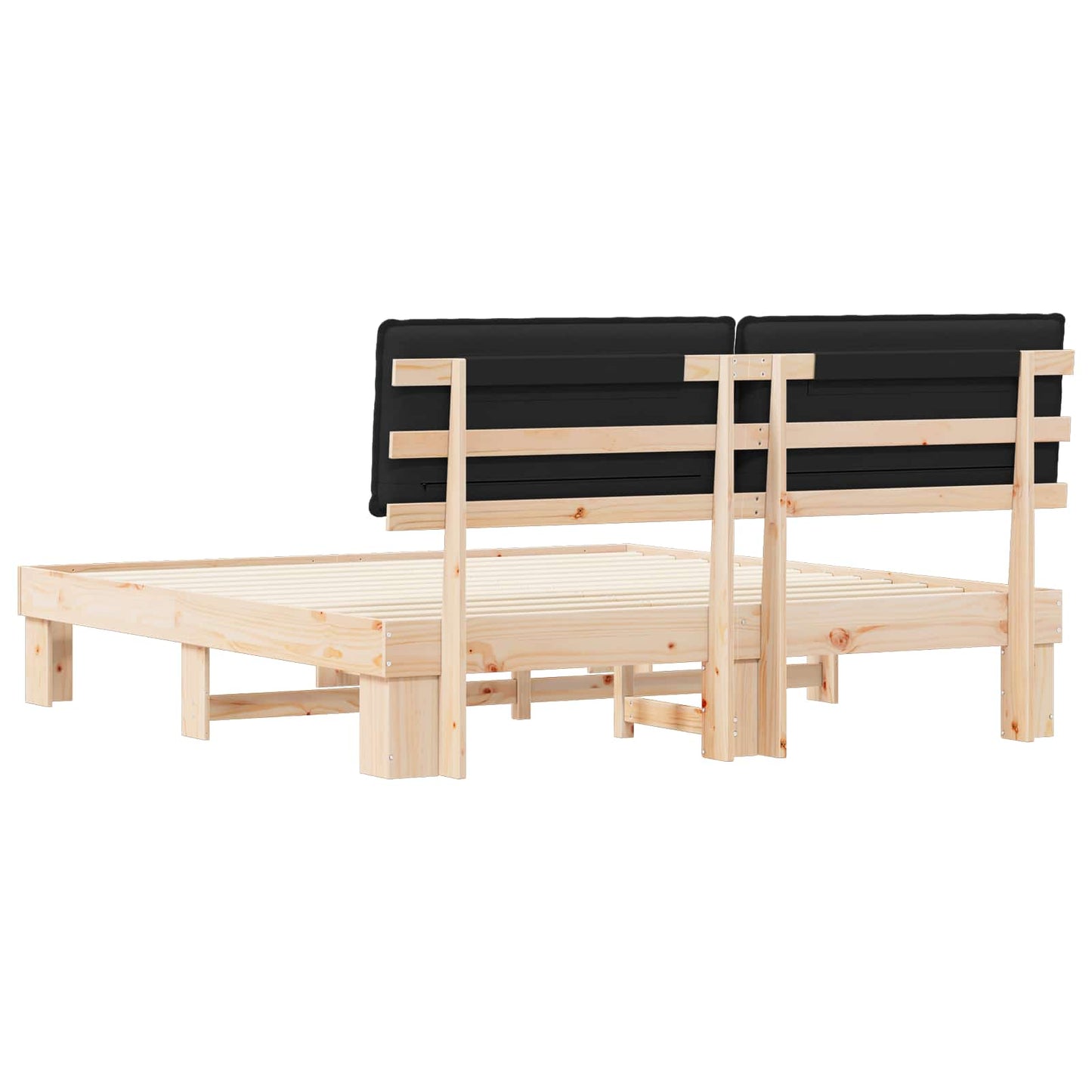 Bettgestell mit gepolstertem Kopfteil Schwarz 180 x 200 cm