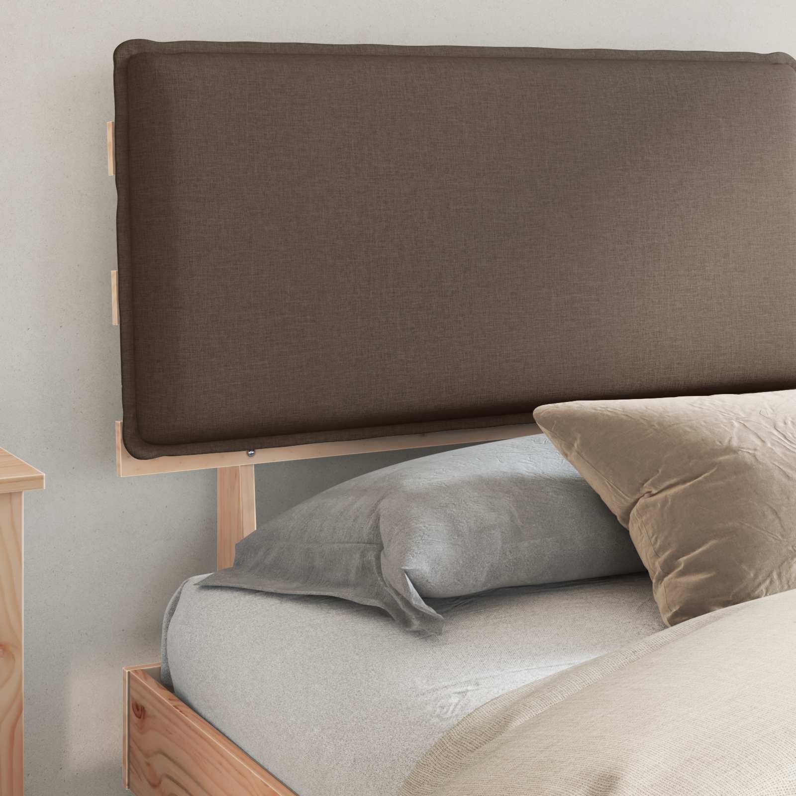 Bettgestell mit gepolstertem Kopfteil Taupe 180 x 200 cm